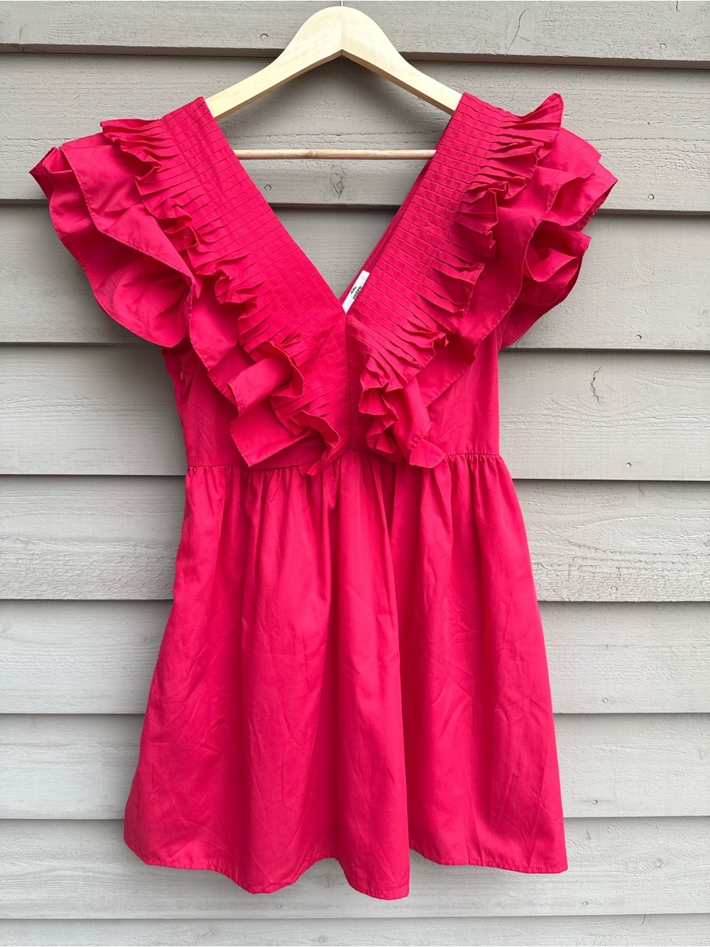 Entro Red Ruffle V-Neck Mini Dress Size M - Picture 2 of 11